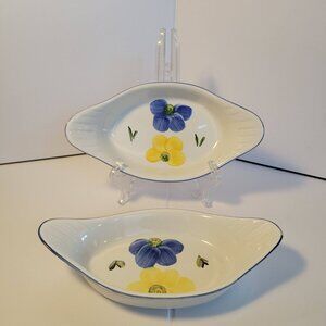 Maxam Italian Daisy Au Gratin Casserole Dishes Hand Painted in Portugal Set of 2